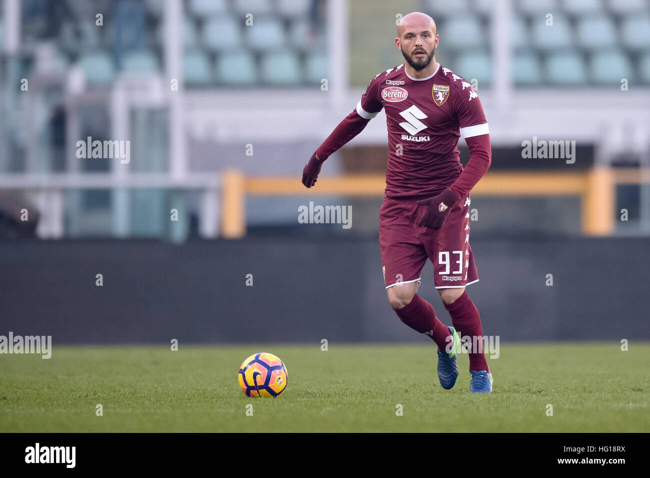 Turin, Italien. 4. Januar 2017. Arlind Ajeti Torino FC in Aktion während der freundlichen Fußballspiel zwischen FC Torino und SS Monza. Torino FC gewinnt 1: 0 über SS Monza. Bildnachweis: Nicolò Campo/Alamy Live-Nachrichten Stockfoto