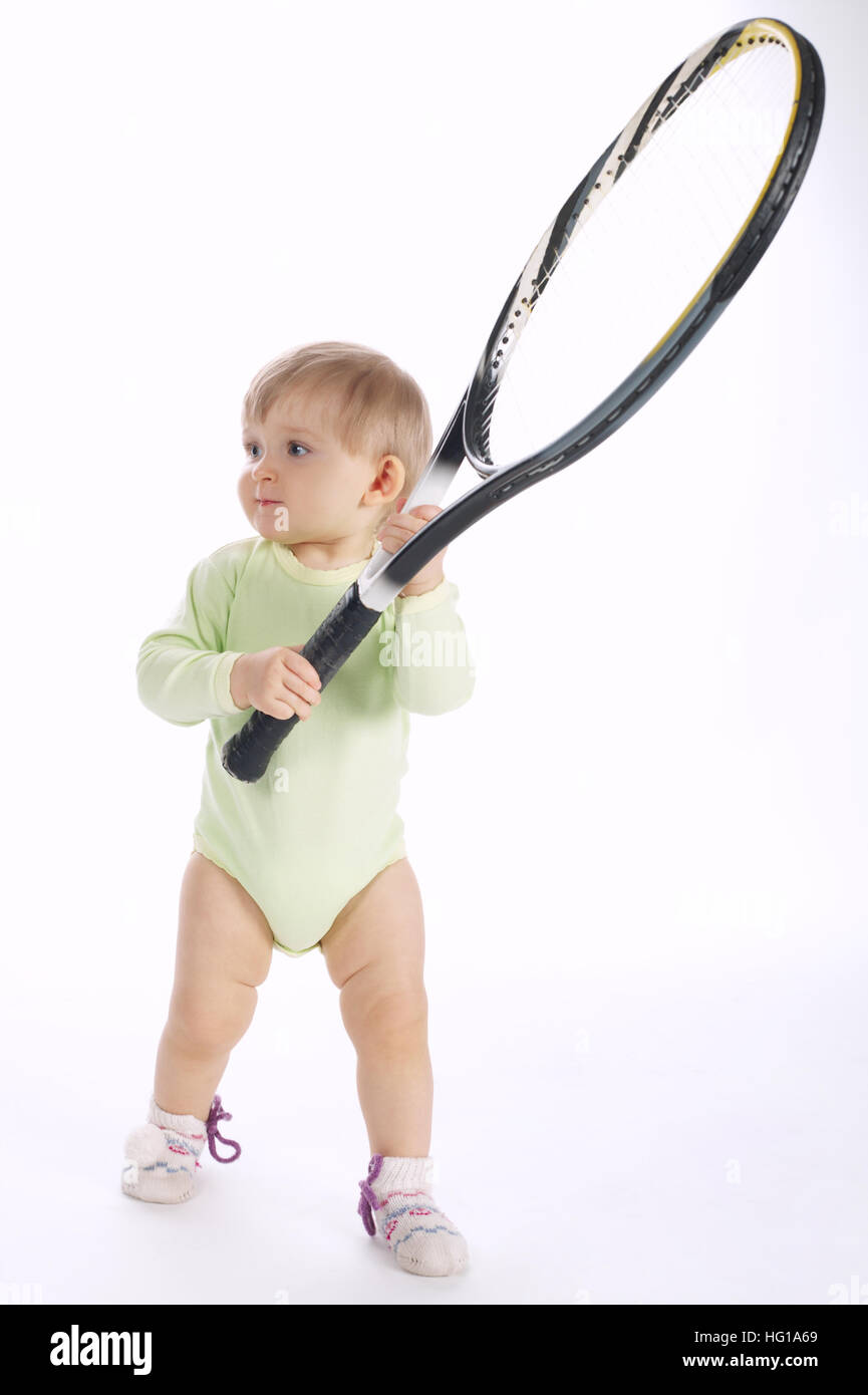 lustige Tennisspieler auf weißem Hintergrund Stockfotografie - Alamy