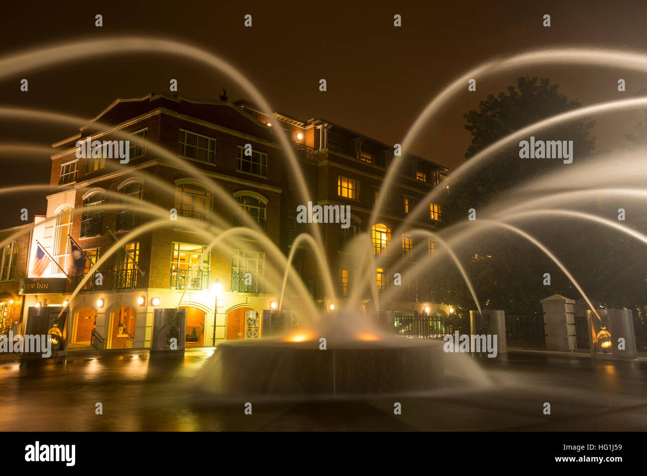 Waterfront Park Brunnen in der Nacht in Charleston, South Carolina, Vereinigte Staaten Stockfoto