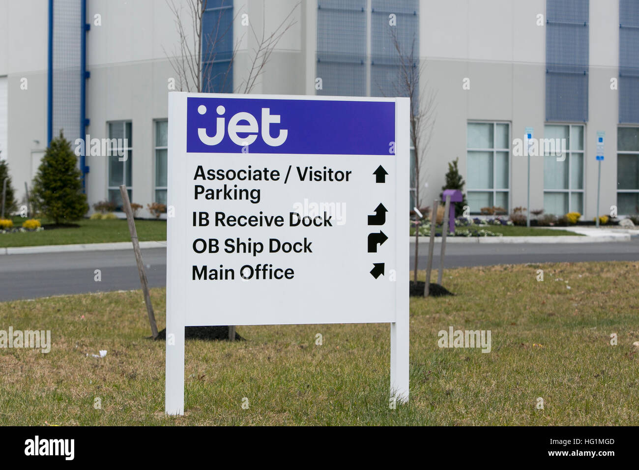 Ein Logo Zeichen außerhalb einer Einrichtung von Jet.com in Pedricktown, New Jersey am 11. Dezember 2016 besetzt. Stockfoto