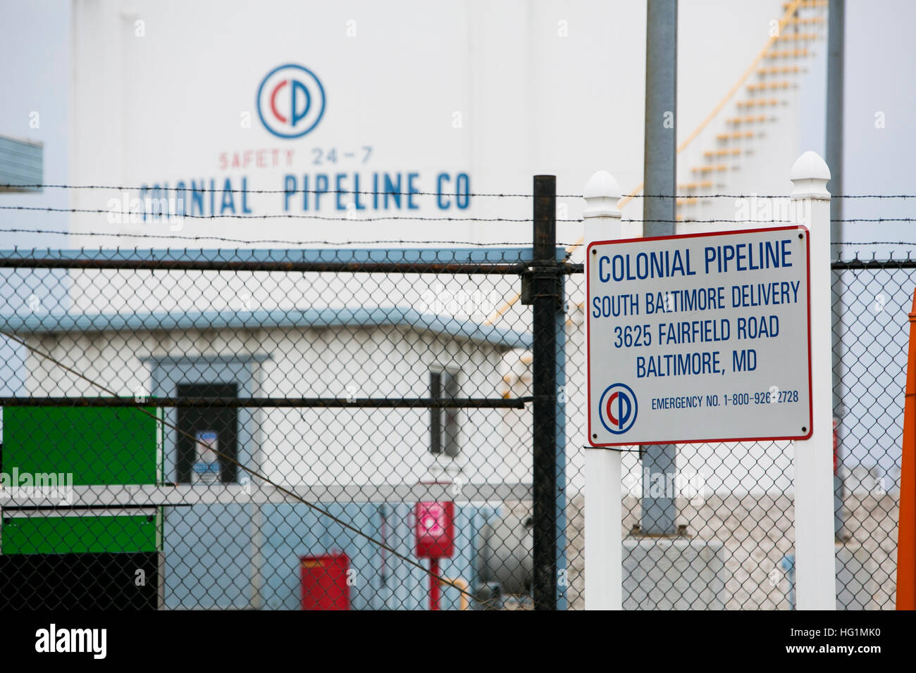 Ein Logo Zeichen außerhalb einer Einrichtung Colonial Pipeline Company in Baltimore, Maryland am 11. Dezember 2016. Stockfoto