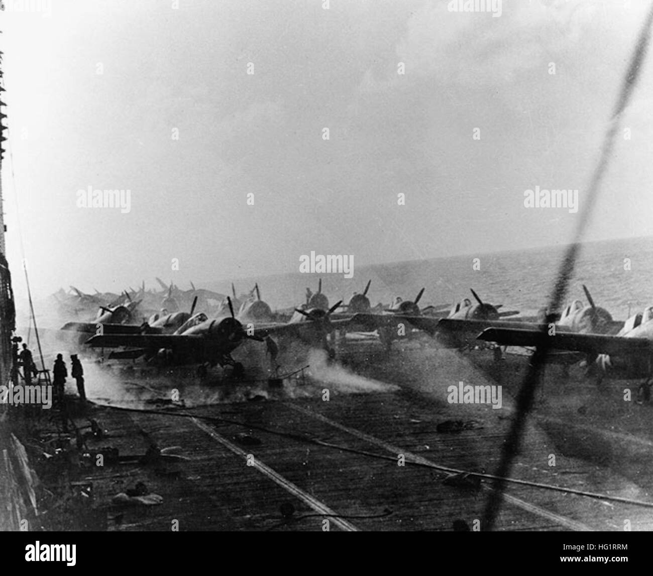 USS Lexington Flugdeck Schäden während der Schlacht von Coral Sea Stockfoto