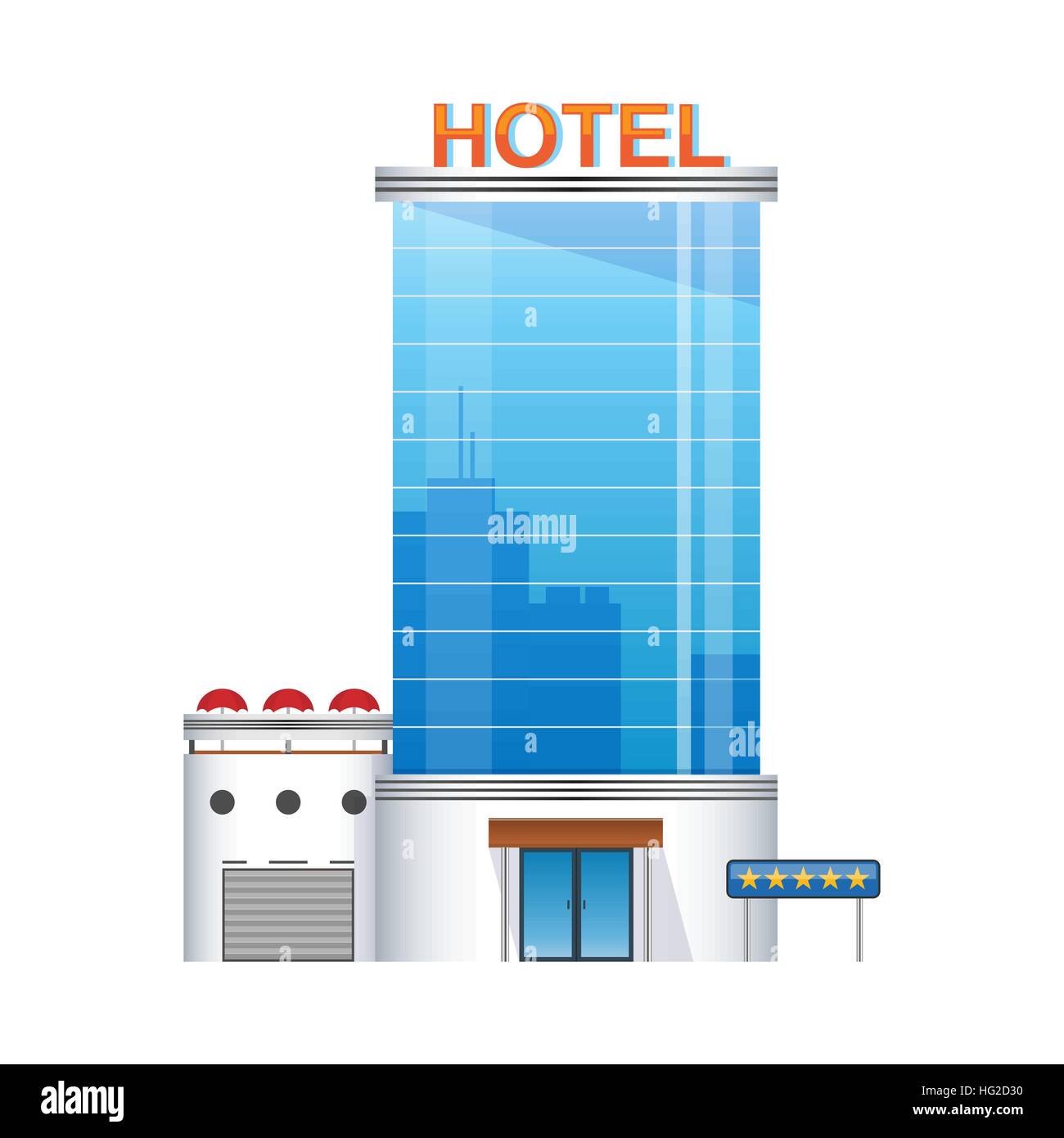 5-Sterne Hotel Gebäude 3d Symbol Stock Vektor