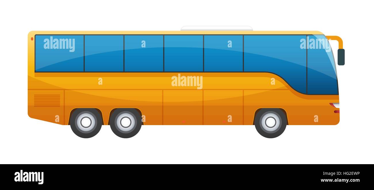 Orange große Tourbus isoliert auf weißem Hintergrund. Stock Vektor