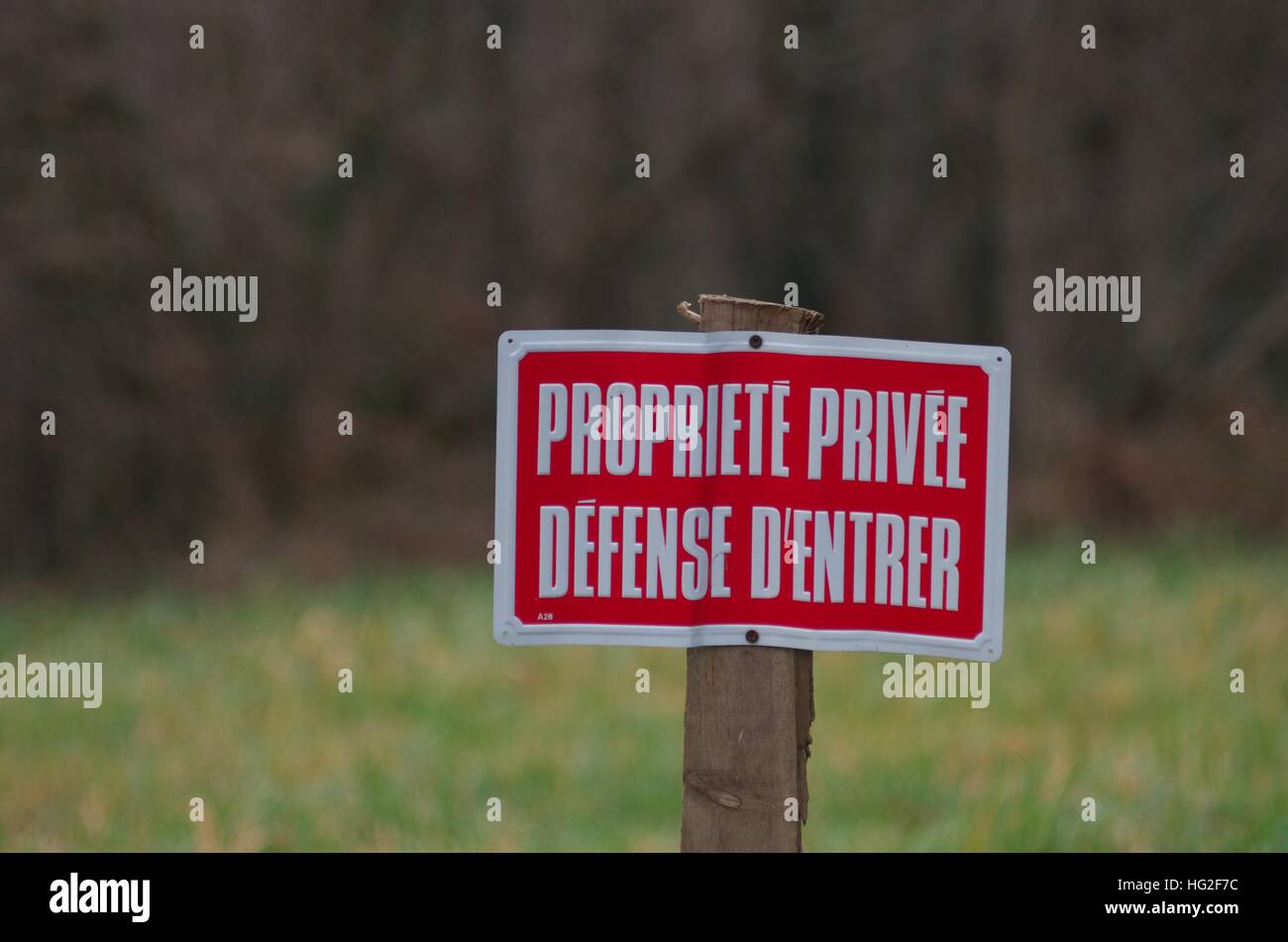 Propriete Privee Zeichen in Frankreich Stockfoto