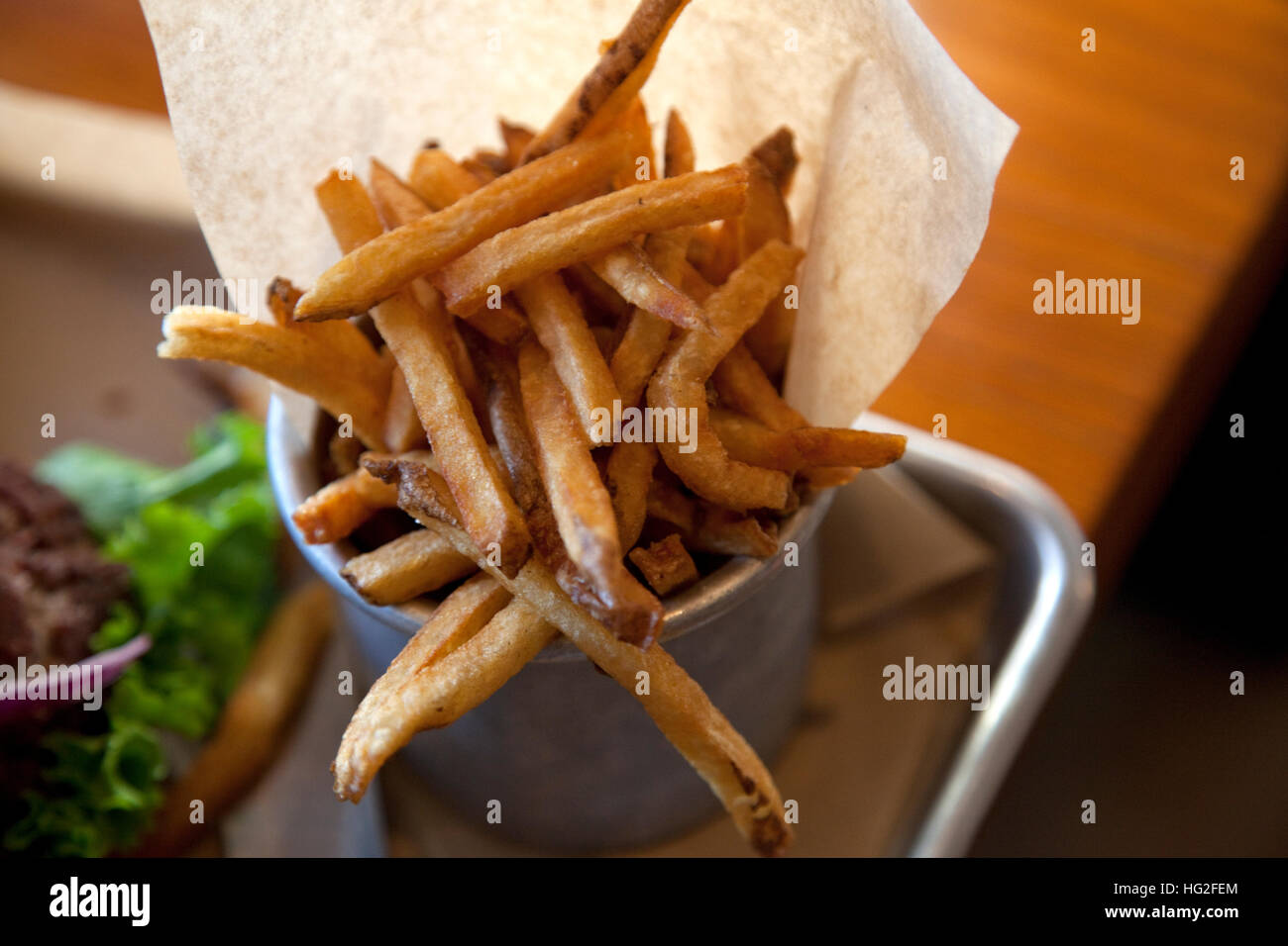 Restaurant um Pommes frites einen Burger Essen Kompliment. St Paul Minnesota MN USA Stockfoto