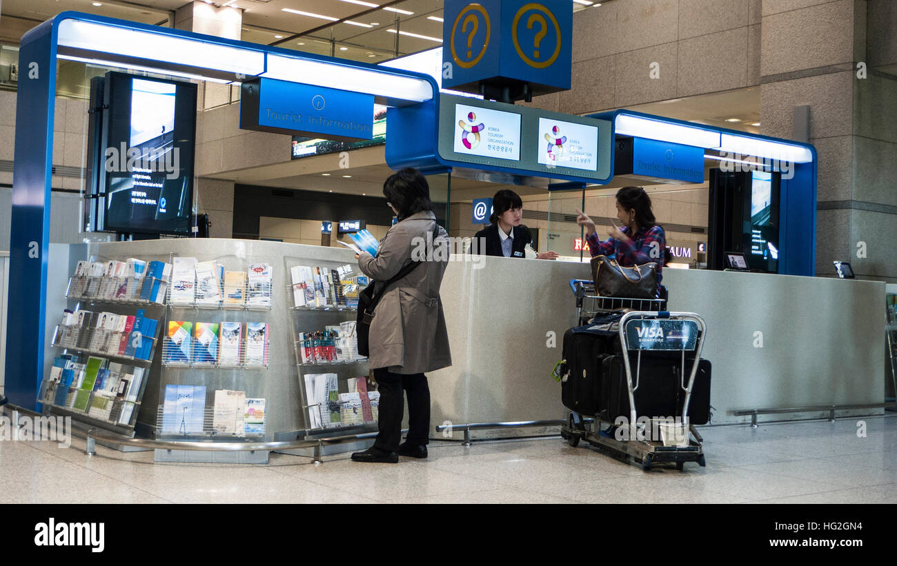 Besucher Information Desk Seoul Incheon Airport South Korea Stockfoto