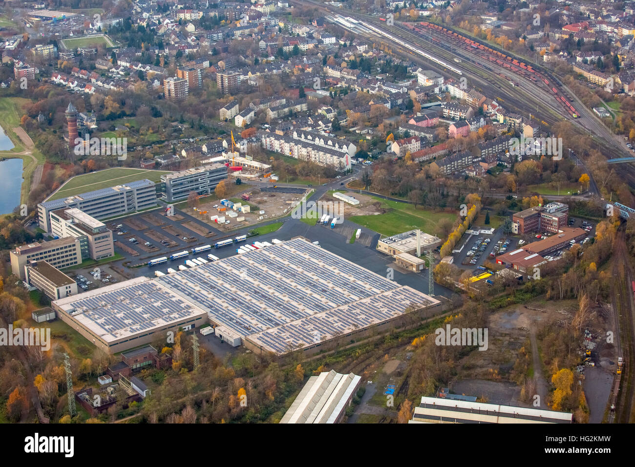 Luftaufnahme, ALDI Süd, ALDI-Süd, zentrale Discounter, Mülheim an der Ruhr, Ruhr Aeria, Nordrhein-Westfalen, Deutschland, Stockfoto