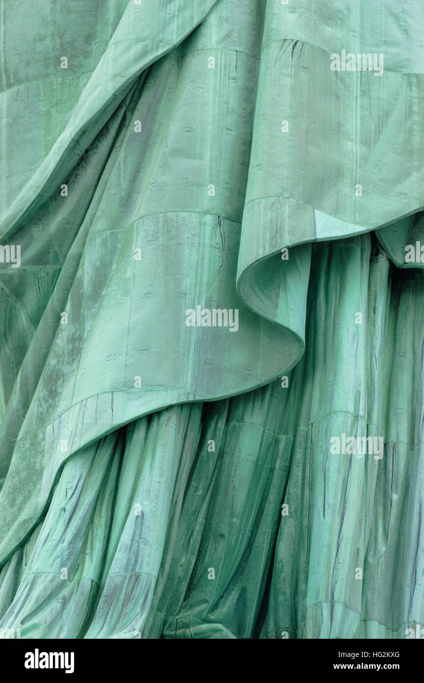 Nahaufnahme, unteren Abschnitt Robe der Freiheitsstatue auf Liberty Island, New York City, USA. Stockfoto