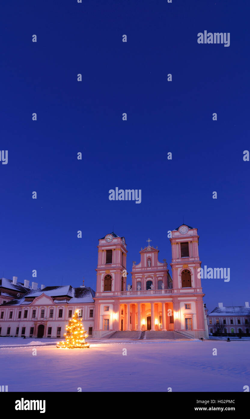 Furth Bei Göttweig: Kloster Göttweig im Advent, Weihnachtsbaum, Wachau, Niederösterreich, Niederösterreich, Österreich Stockfoto