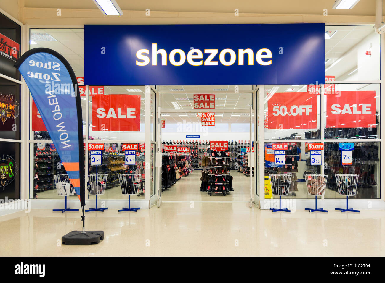 Shoe Zone Store Deutschland. Stockfoto