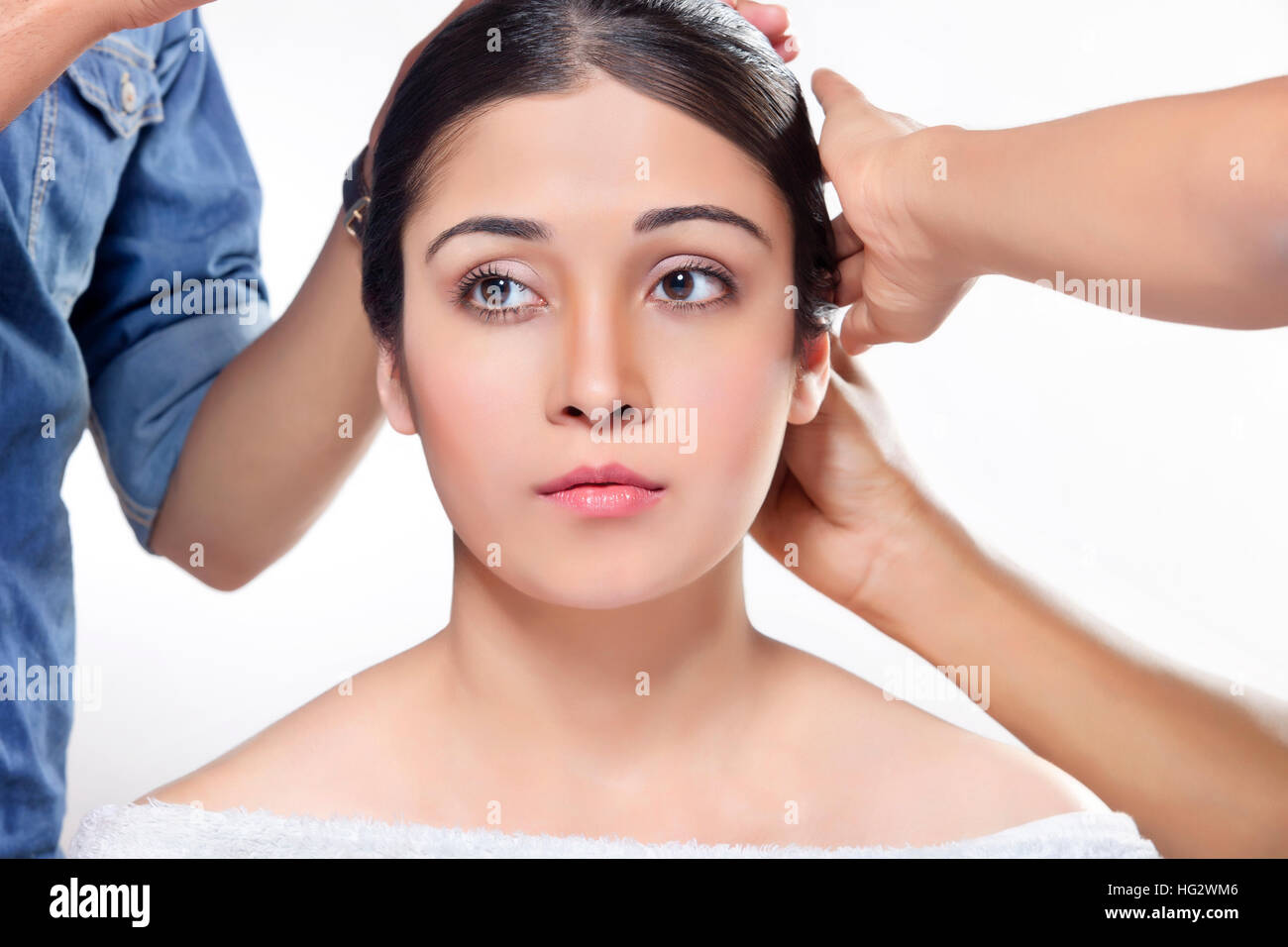 Junge Frau, Frisur, Friseur Stockfoto