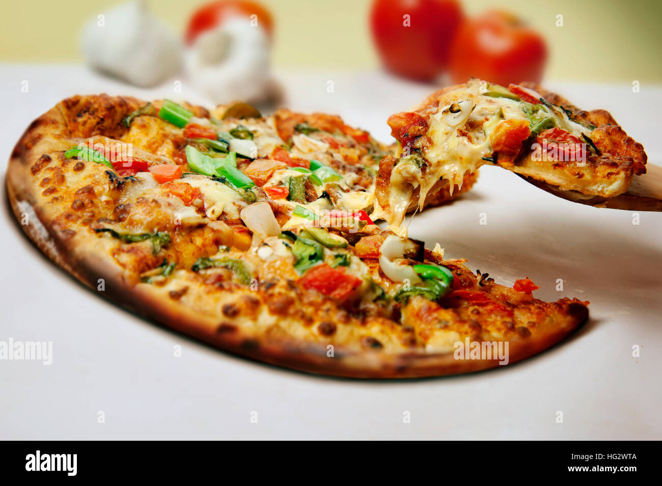 Pizza, indisches Essen Stockfoto