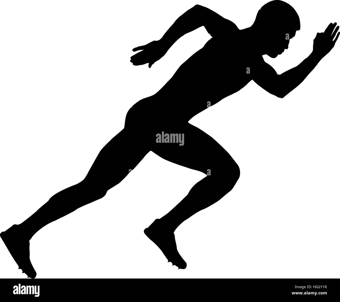 Start einer Sprinter Läufer Männer schwarze Silhouette Stockfoto