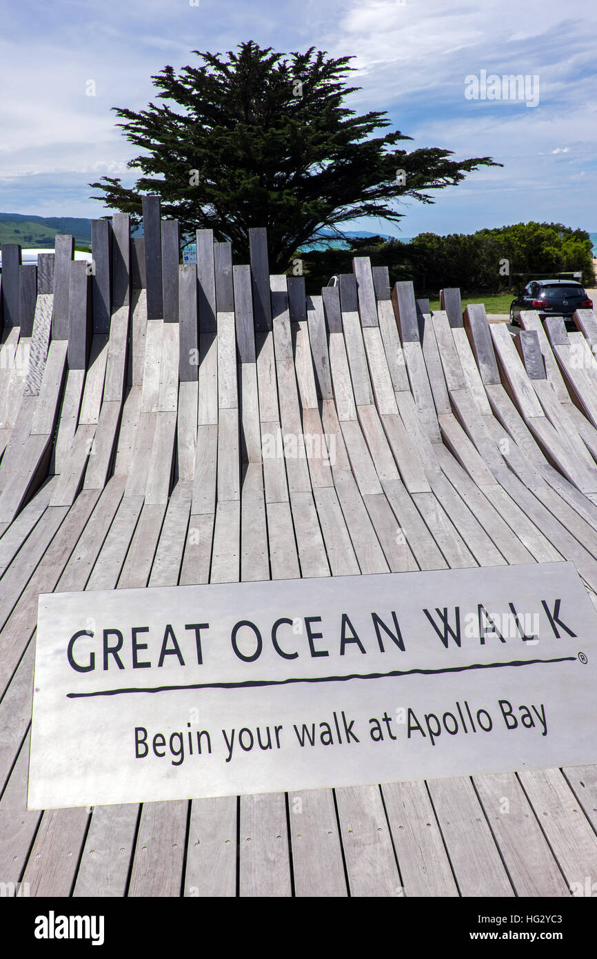 Der Ausgangspunkt von der Great Ocean Walk in Apollo Bay, Victoria, Australien Stockfoto