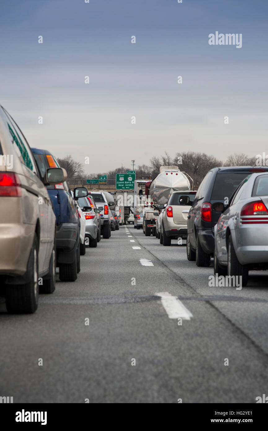 Stau auf der Autobahn, USA gestoppt Stockfoto