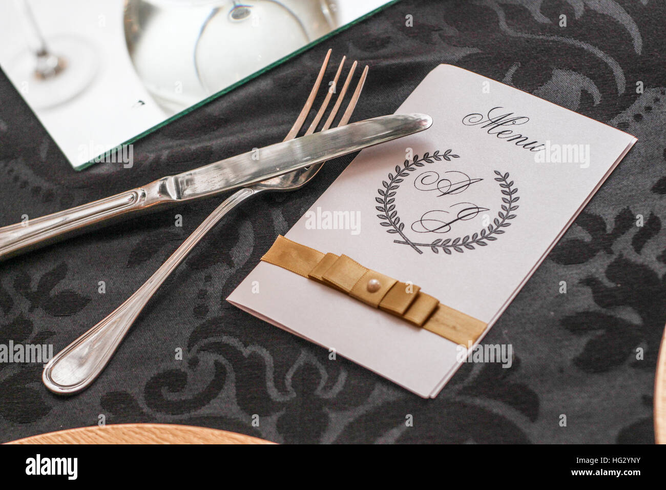 Ein Satz bereit Abendessen Stockfoto