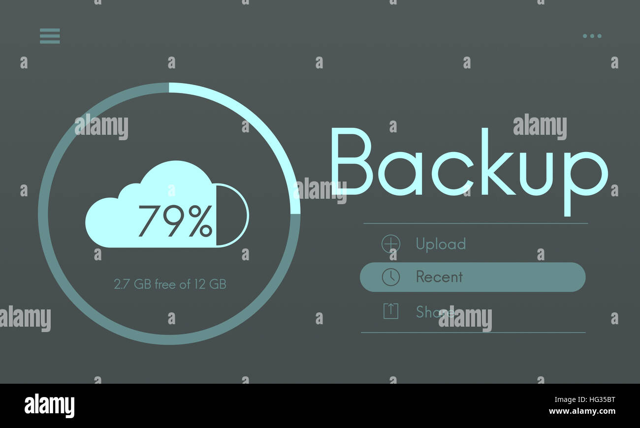 Cloud Storage-Upload-Interface-Konzept Stockfoto