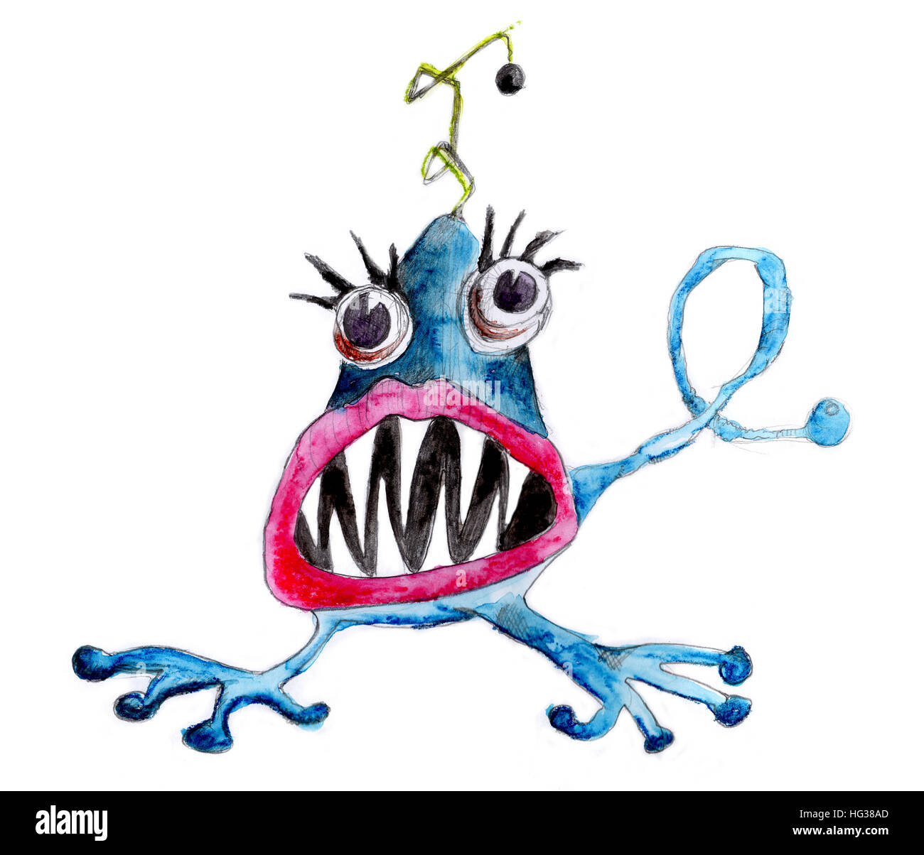 Gruseliges Monster mit großen Zähnen und einen Schweif Stockfoto