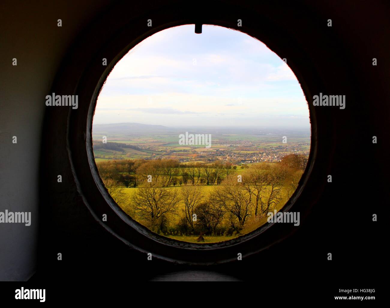 Broadway Tower; eine Torheit auf Broadway Hügel nahe dem Dorf Broadway, Worcestershire, ist der zweite höchste Punkt in den Cotswolds. Stockfoto