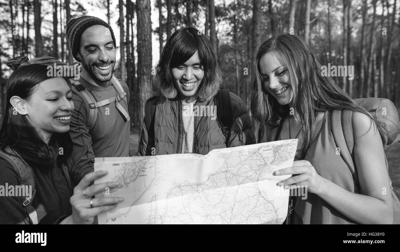 Gruppe von Menschen auf Reisen Konzept Stockfoto