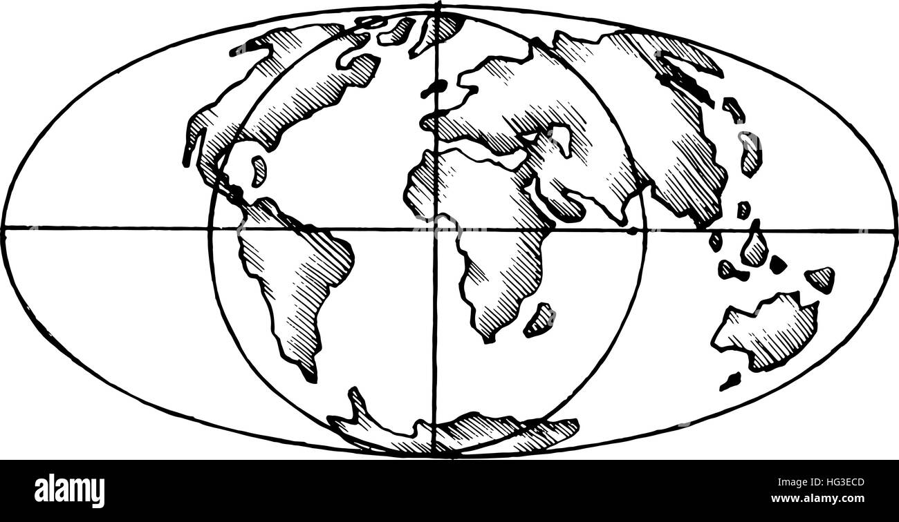 Vektorkarte Skizze der Welt. Flache Welt. Das stilisierte Bild des isoliert. Stock Vektor