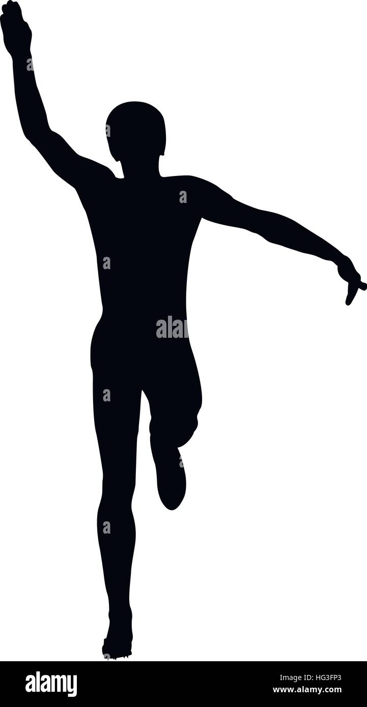 männlicher Athlet Weitsprung schwarze silhouette Stock Vektor