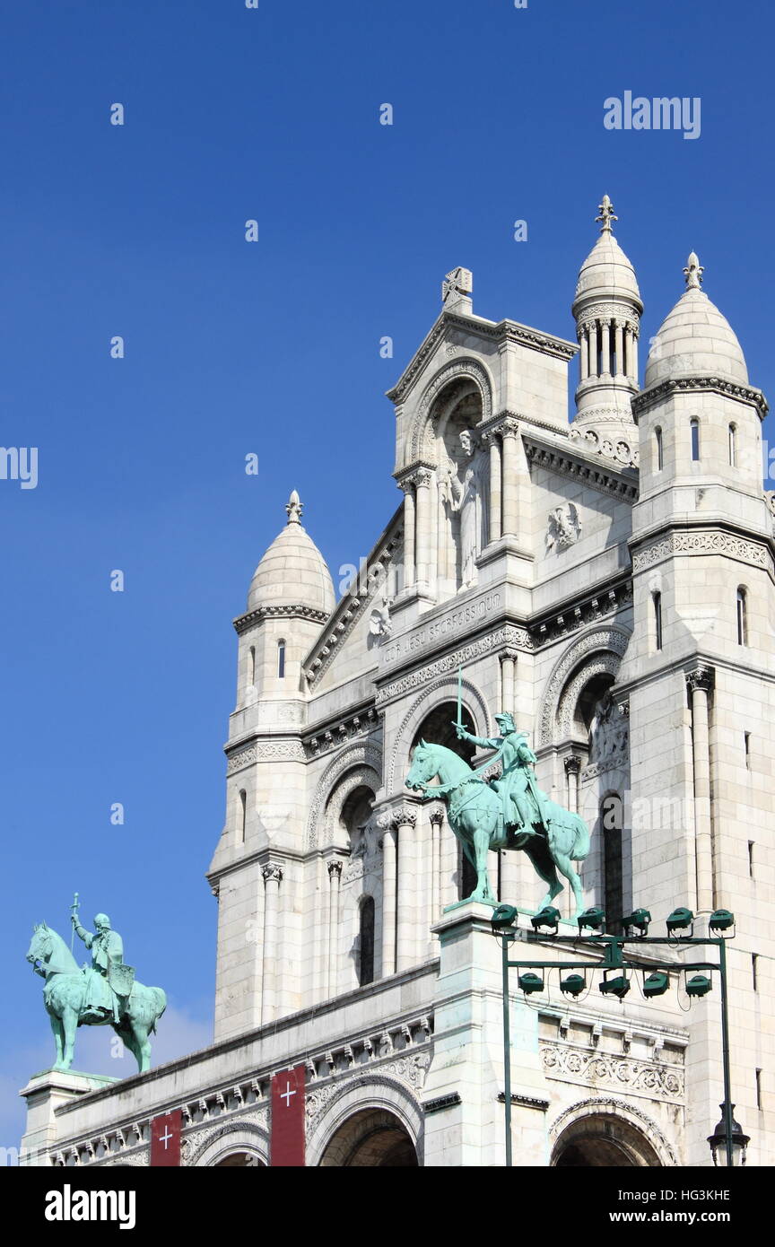 Fassade der Basilika Sacre Coeur in Paris, Frankreich Stockfoto