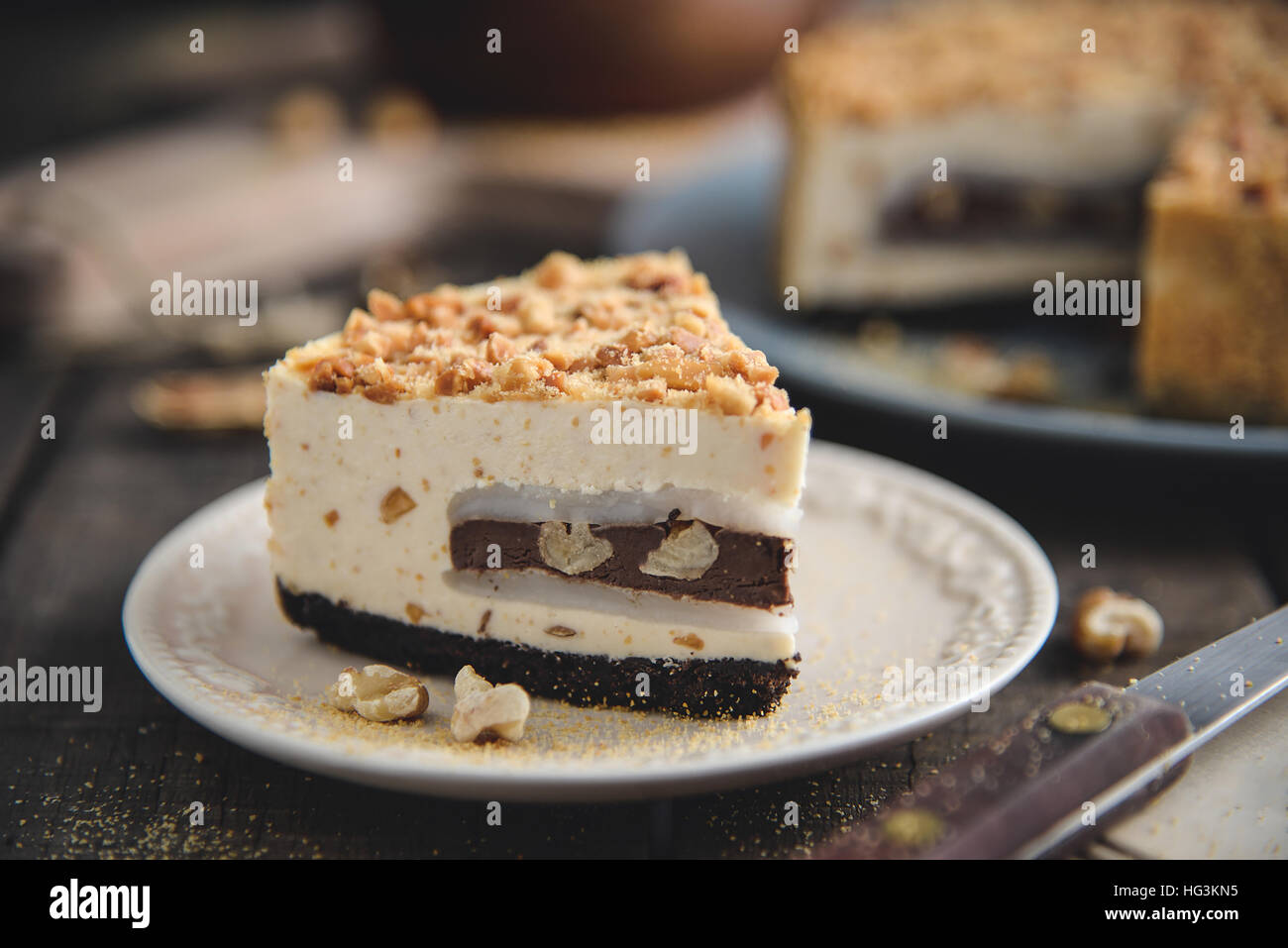 Mandel-Käsekuchen Stockfoto