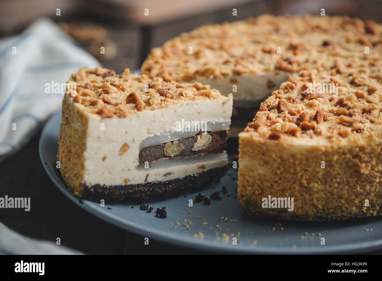 Mandel-Käsekuchen Stockfoto