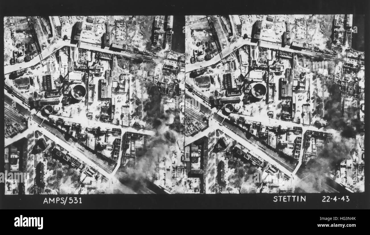 STETTIN, Deutschland. Stereoskopische Bilder von Luft Aufklärung Foto 22. April 1943 Stockfoto