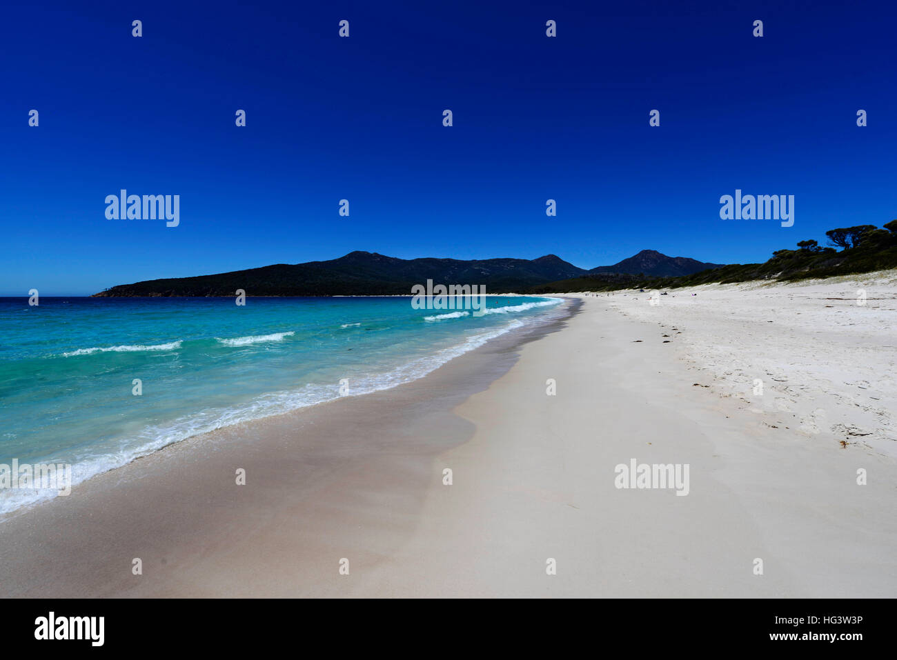 Der schöne Strand Wineglass Bay. Stockfoto