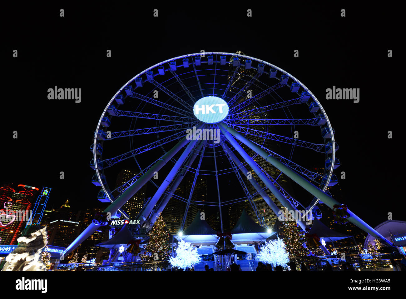 Der Riese Riesenrad in Hong Kong. Stockfoto