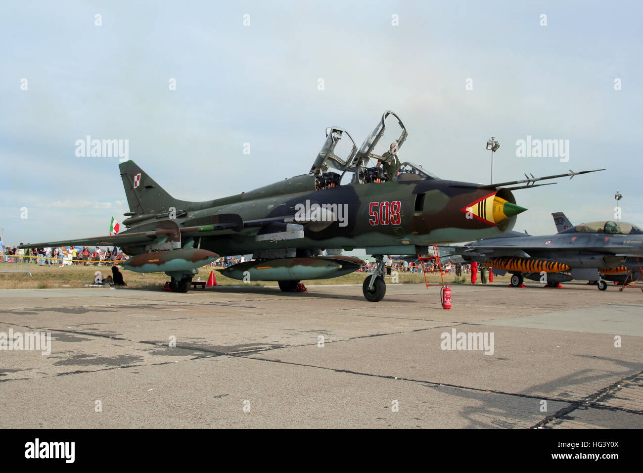 Die polnische Luftwaffe Sukhoi SU-22 fitter Bomber Jet Stockfoto