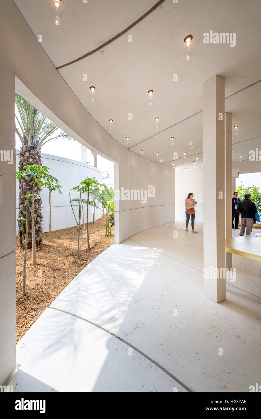 Innenansicht der Bahrain-Pavillon auf der Expo 2015 Milano, Italien Architekten von Anne Holtrop, Landschaftsbau Anouk Vogel. Stockfoto