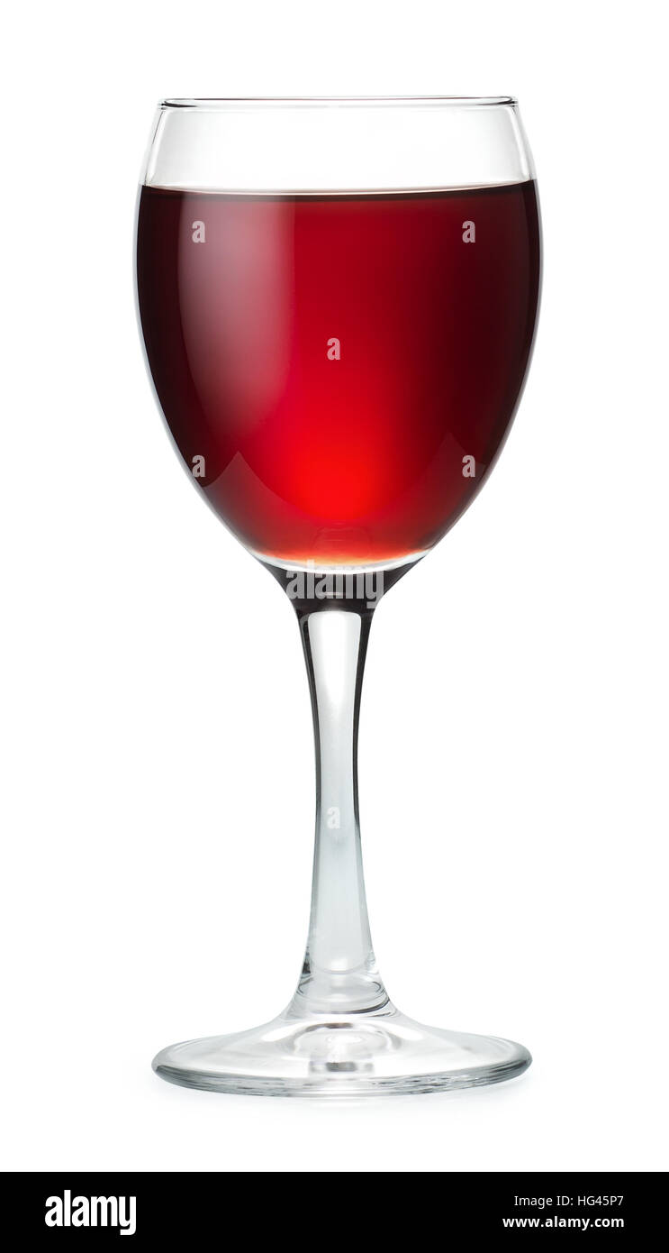 Rotwein in einem Glas isoliert auf weißem Hintergrund mit Clip Pfad Stockfoto