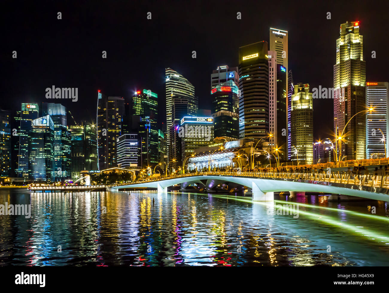 Singapur Stadtbild finanziellen städtischen Dämmerung Gebäude Stockfoto