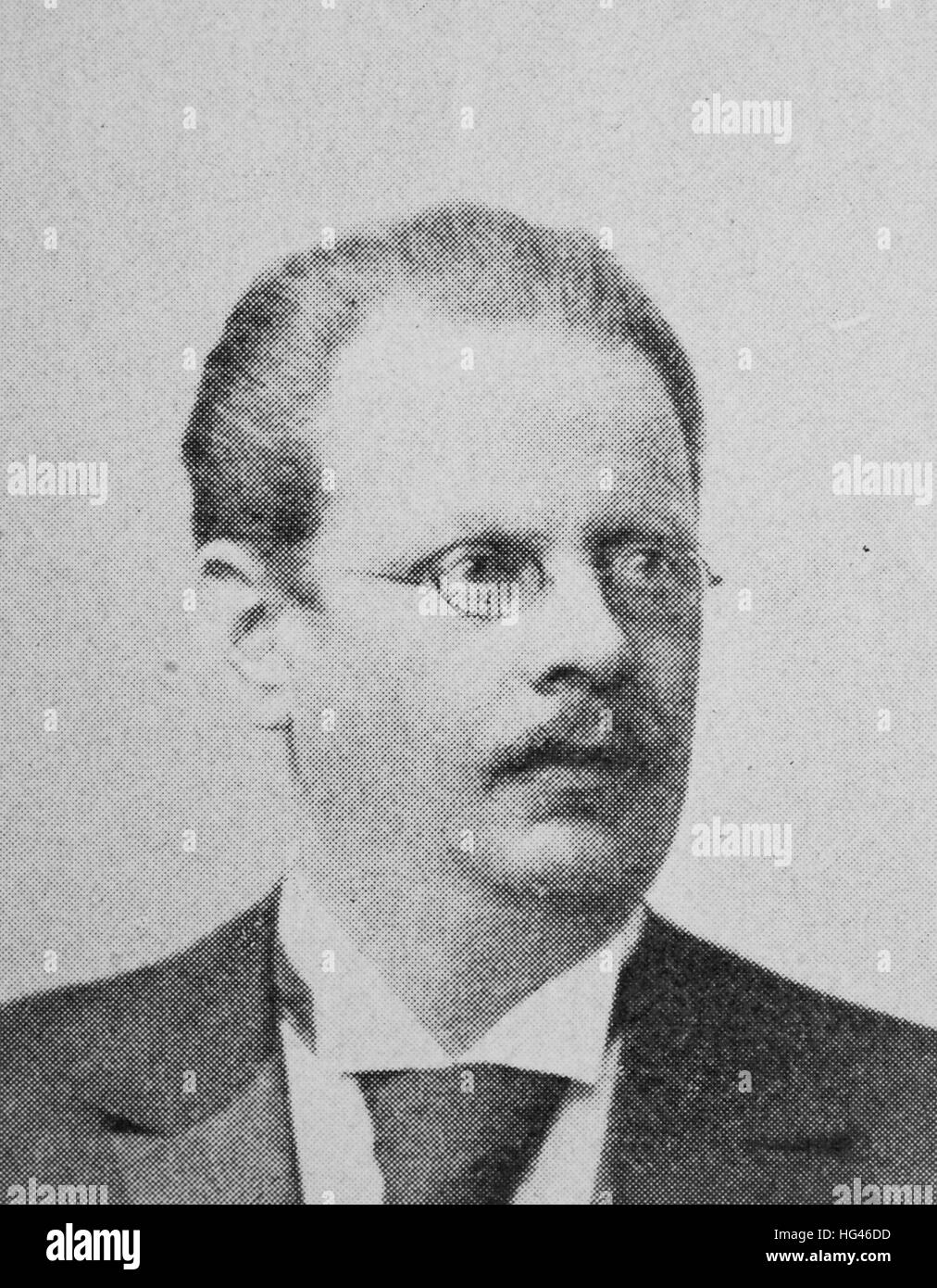 Adolf Karl Heinrich Slaby, 18. April 1849 - 6. April 1913, war ein deutscher Elektronik-Pionier und der erste Professor für Elektrotechnik an der technischen Universität Berlin, Reproduktion eines Fotos aus dem Jahr 1895, digital verbessert Stockfoto