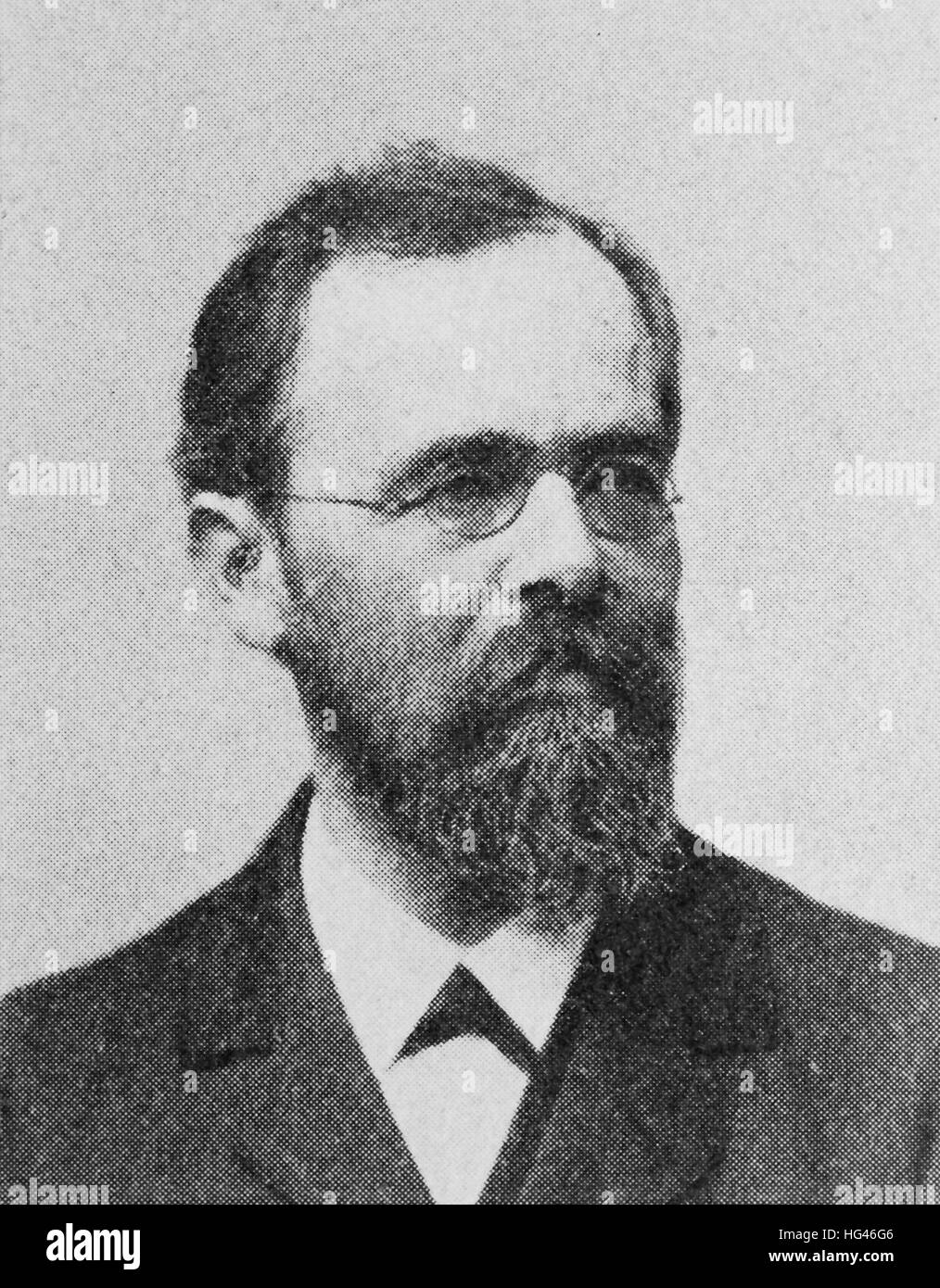 Carl Paul Gottfried Linde, war 11. Juni 1842 - 16. November 1934, ein deutscher Wissenschaftler, Ingenieur und Geschäftsmann. Er entdeckt einen Kältekreislauf und erfand den ersten industriellen Luftzerlegung und Verflüssigung Gasprozesse, Reproduktion eines Fotos aus dem Jahr 1895, digital verbessert Stockfoto