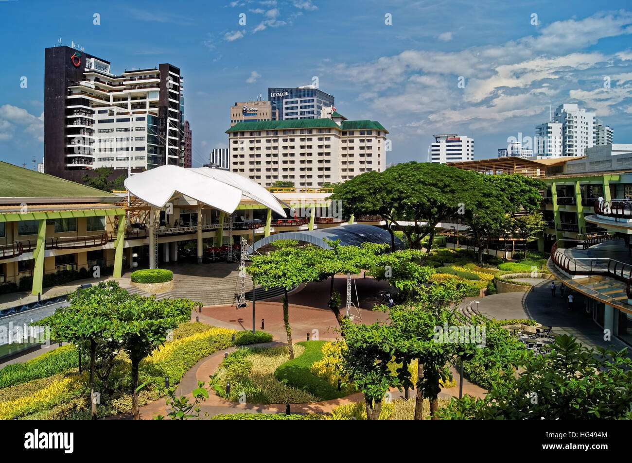 Süd-Ost-Asien, Philippinen, Metro Cebu, Cebu City, Ayala Center, Marriott Hotel und Bürogebäude Stockfoto