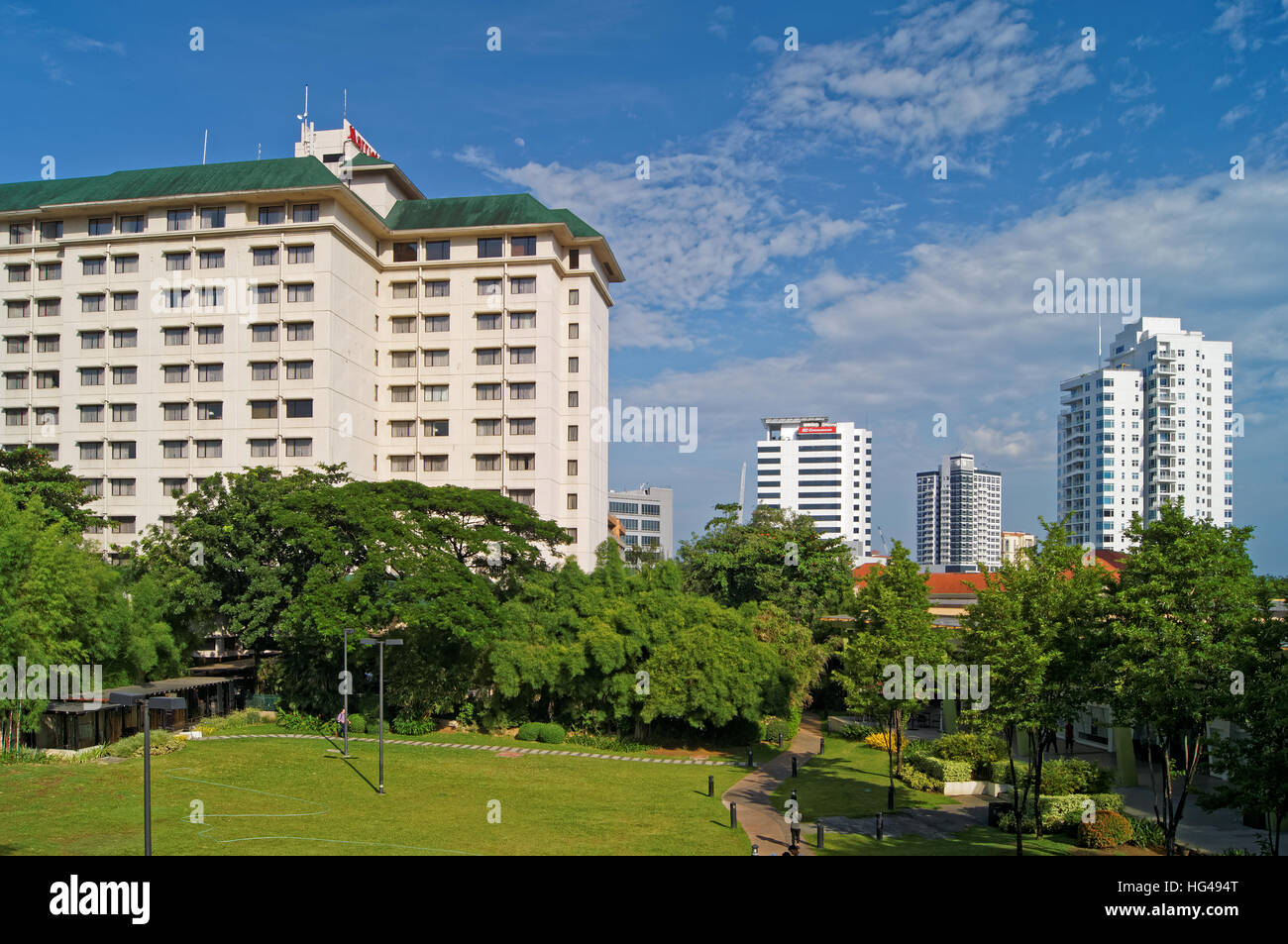 Süd-Ost-Asien, Philippinen, Metro Cebu, Cebu City, Marriott Hotel, Chinabank und Skyline von Ayala Center Cebu Stadt Stockfoto