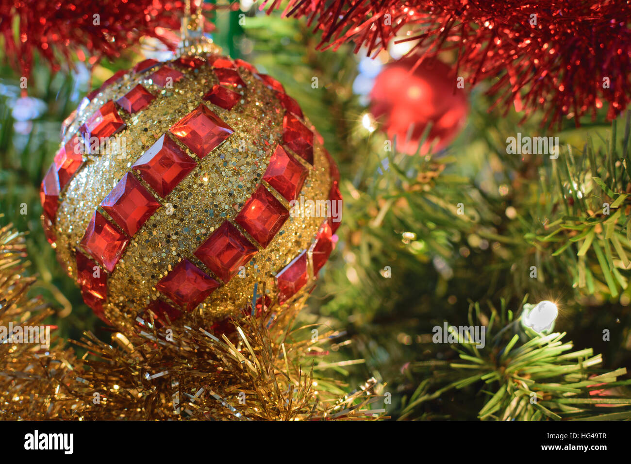 Christbaumkugel mit geringen Schärfentiefe. Stockfoto