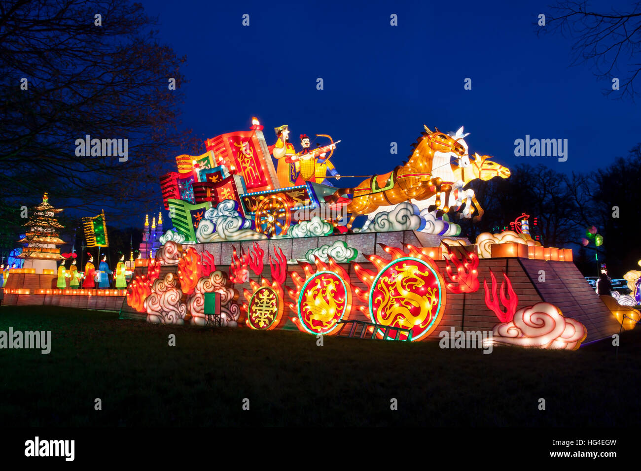 Longleat Festival des Lichts Tür Götter in Longleat Fest des Lichts, Longleat Immobilien, Wiltshire, England. 16/01/2016 Stockfoto