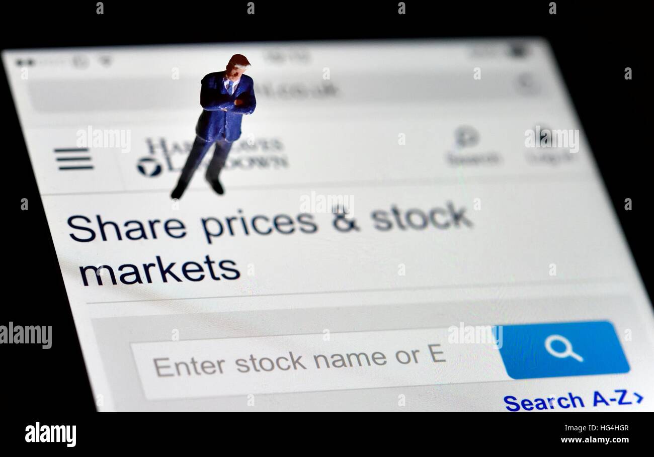 Preise & Aktienmärkte Iphone Bildschirm einer Web-Seite zu teilen Stockfoto