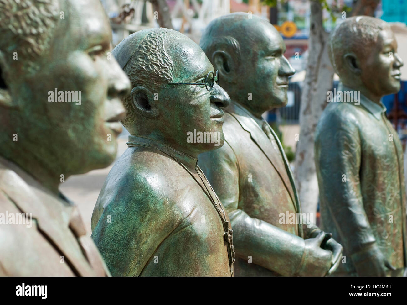 Statuen Nobel Peace Laureates, Nobel Square, Kapstadt, Südafrika Stockfoto