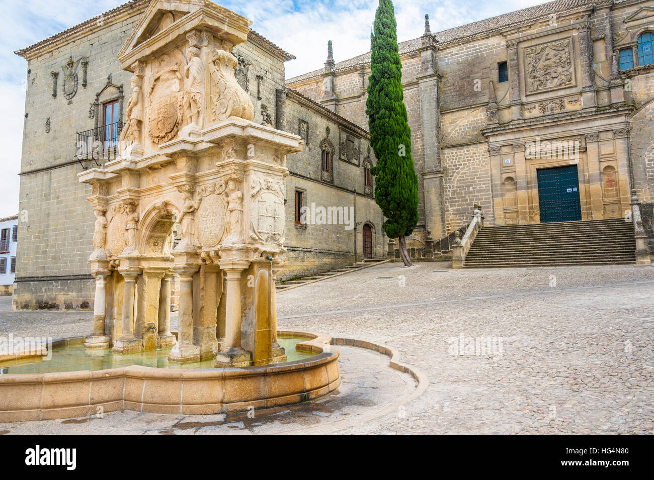 Fuente de Santa Maria, Brunnen der Renaissance in Baeza, Provinz Jaén, Andalusien, Spanien Stockfoto