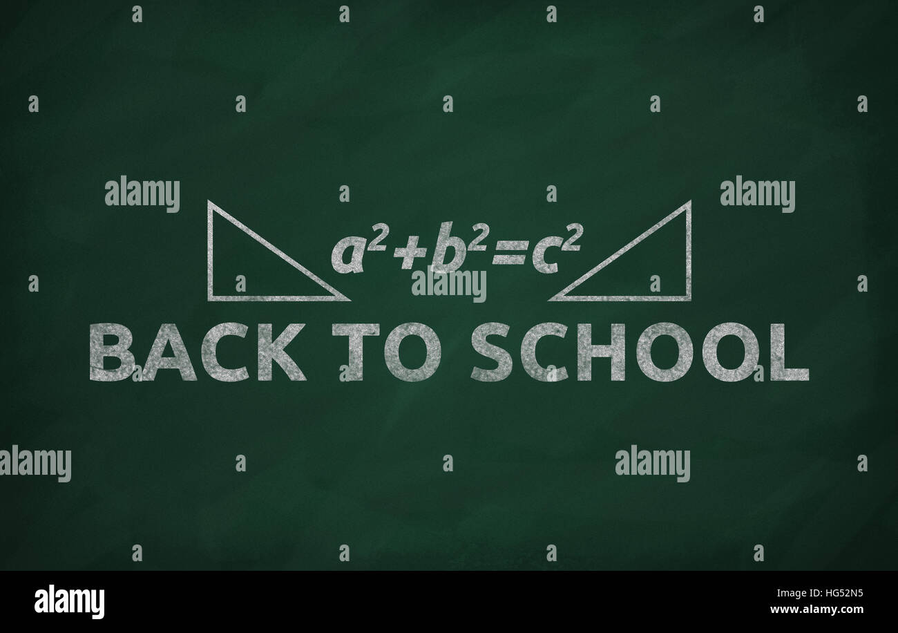 Pythagoras-Formel writed auf Tafel mit Kreide Stockfoto
