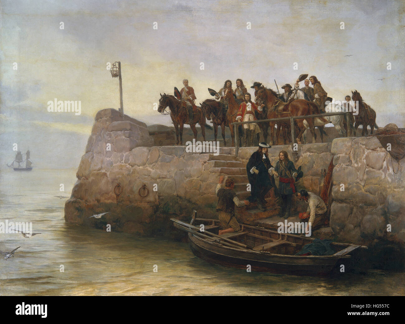 Andrew Carrick Gow, Abreise des Königs Jakob II. nach der Schlacht am Boyne 1690 Stockfoto