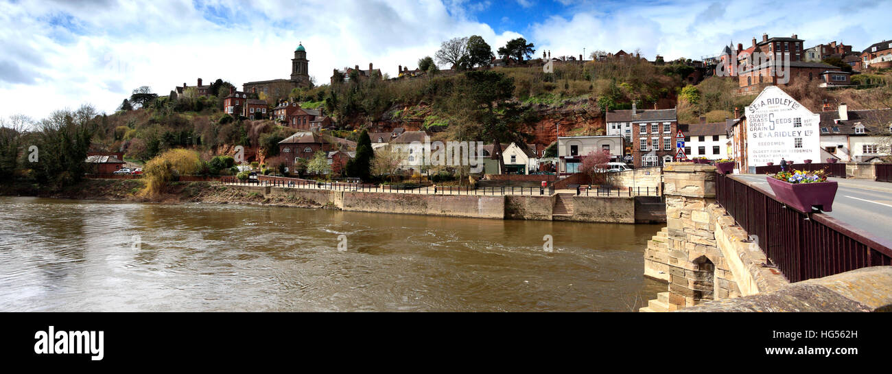 Fluss Severn und den Stein gebaut Straßenbrücke, Bridgnorth Stadt, Grafschaft Shropshire, England Stockfoto