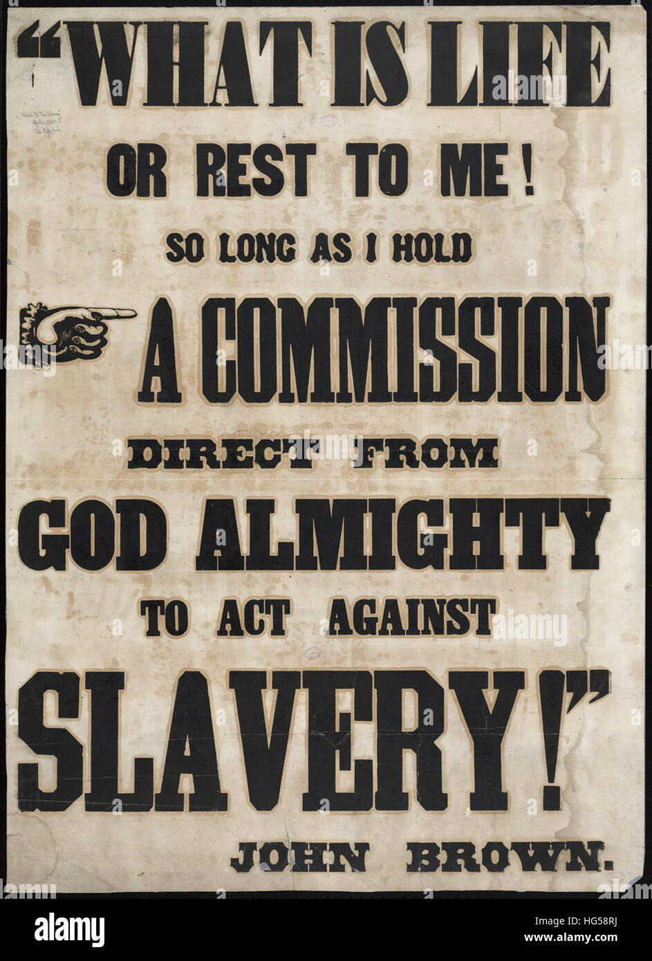 Anti-Sklaverei Breitseiten - Circa 1850 - was ist Leben oder Rest für mich! So lange habe ich eine Provision direkt von Gott, der Allmächtige, gegen die Sklaverei zu handeln! Stockfoto